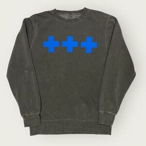 Hormesis Blue Crux on Grey crew neck sweatshirt Small